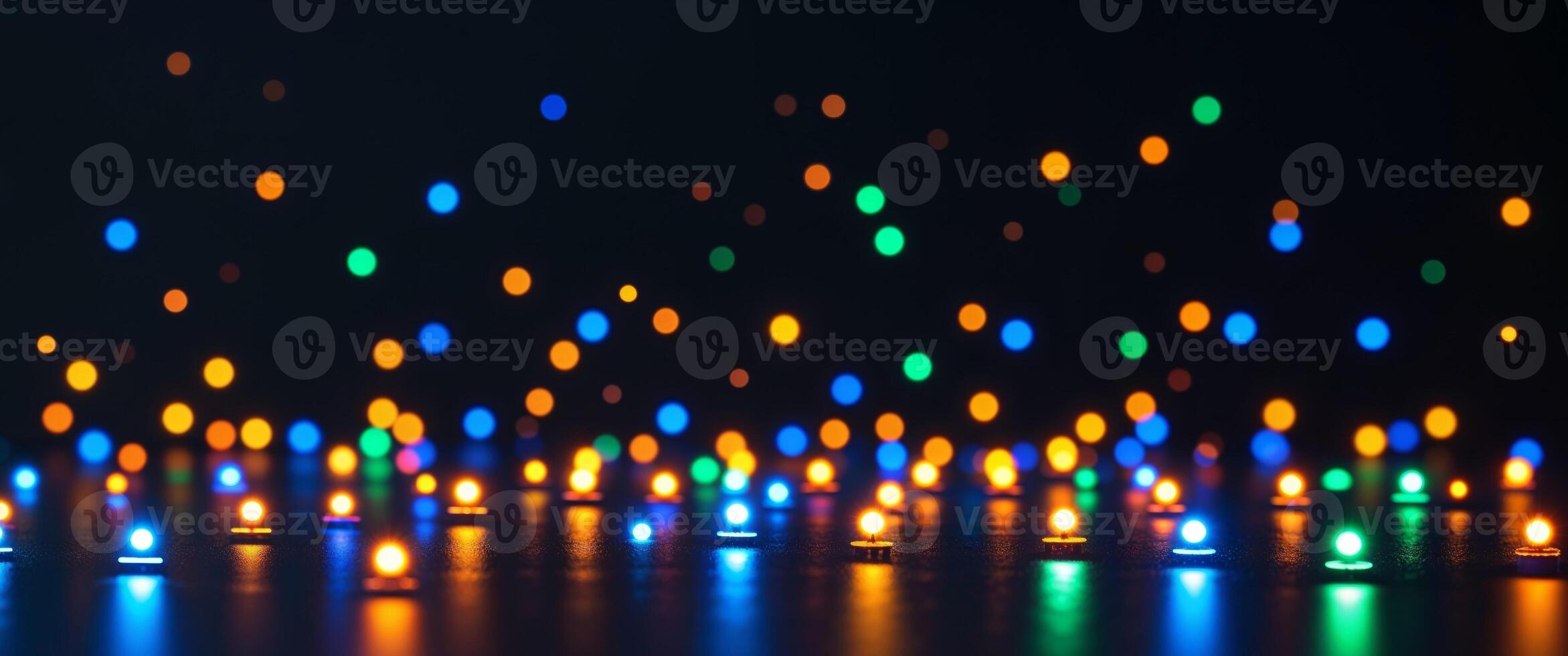 Many colorful lights are scattered on the floor photo