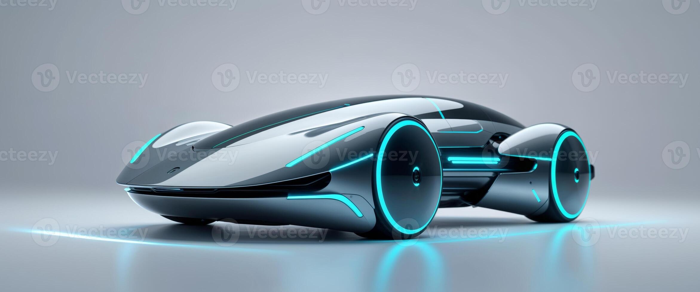 Futuristic robot with glowing blue lights photo