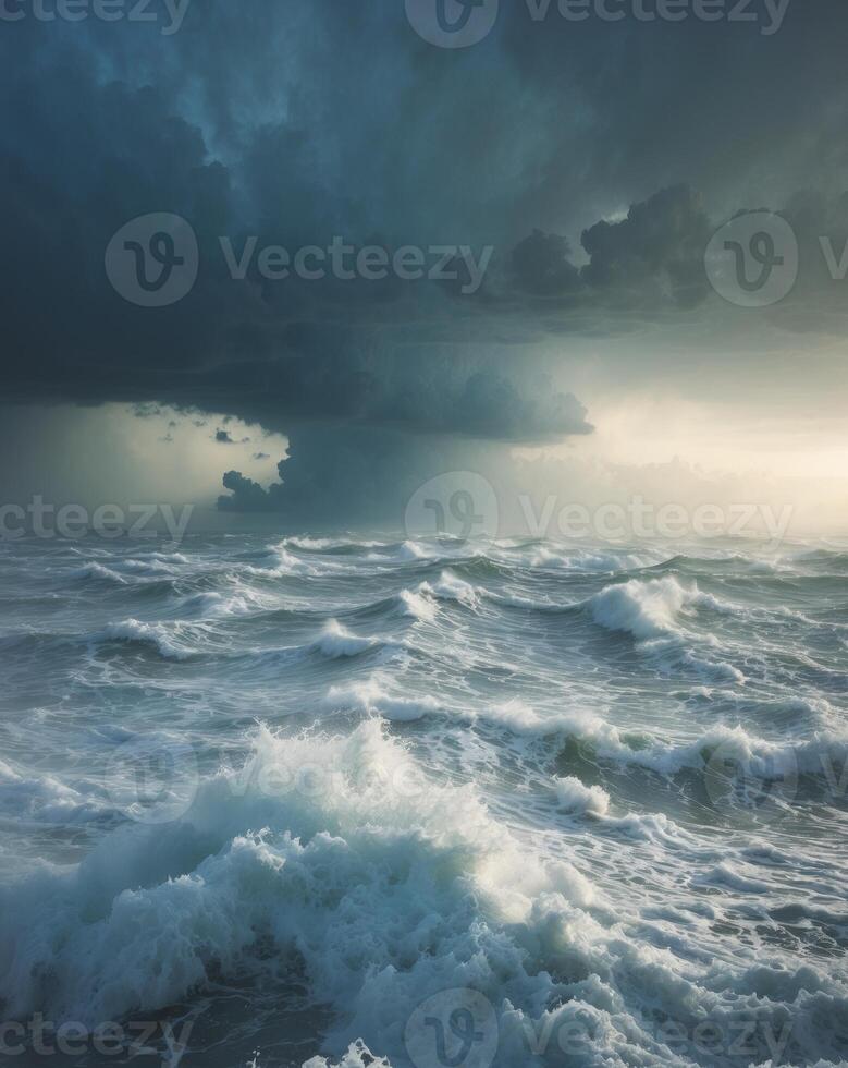 Heavy Storm Approaching Over a Wild and Furious Sea photo