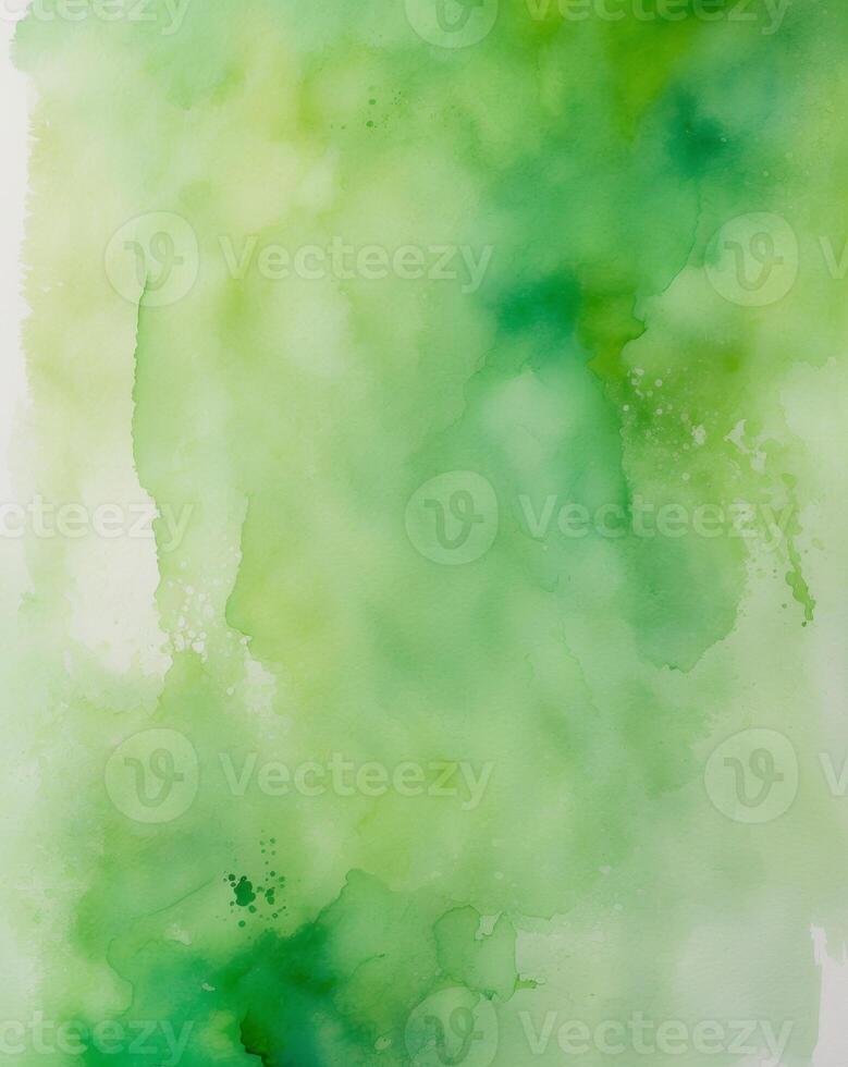 Watercolor abstract background with green and white photo