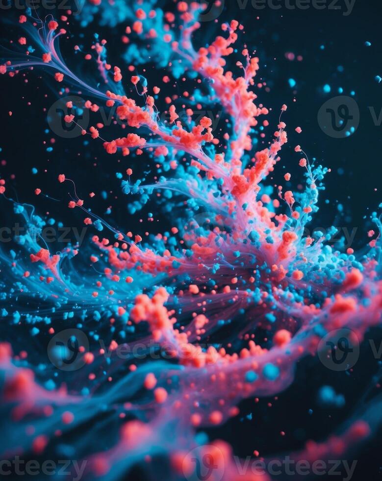 Abstract Colorful Particle Flow in Dark Background. photo