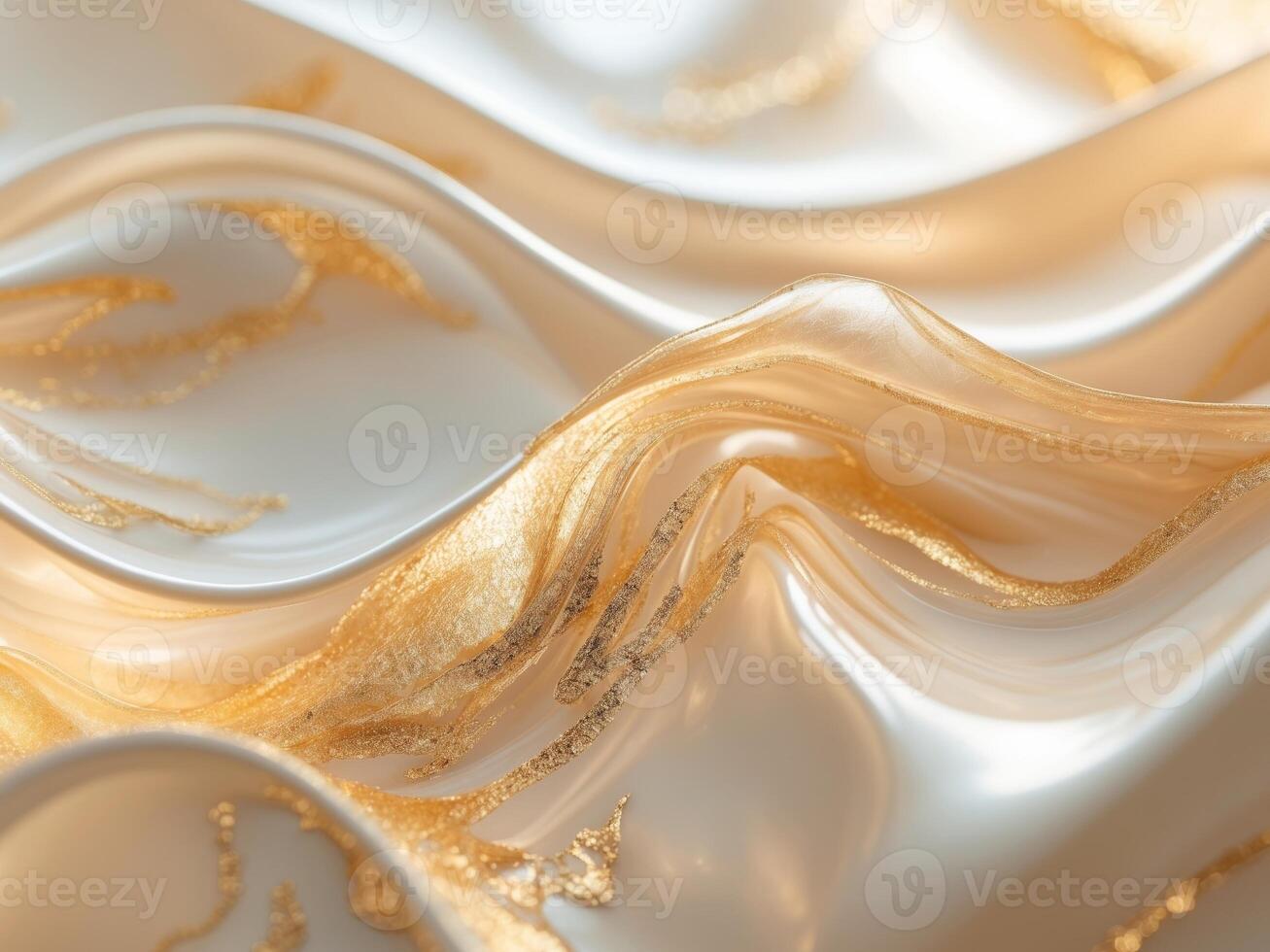 Golden liquid flowing over a white surface photo