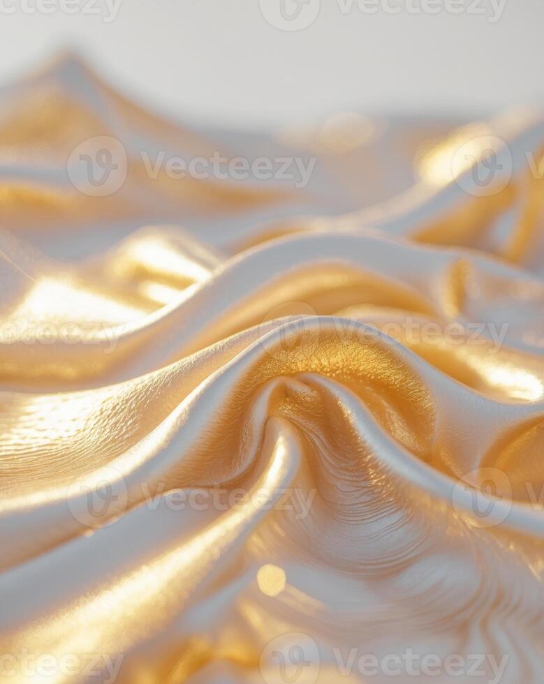 Golden silk fabric with waves and waves photo