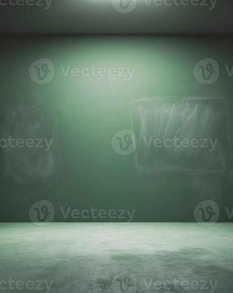 Empty room with chalkboard and light photo