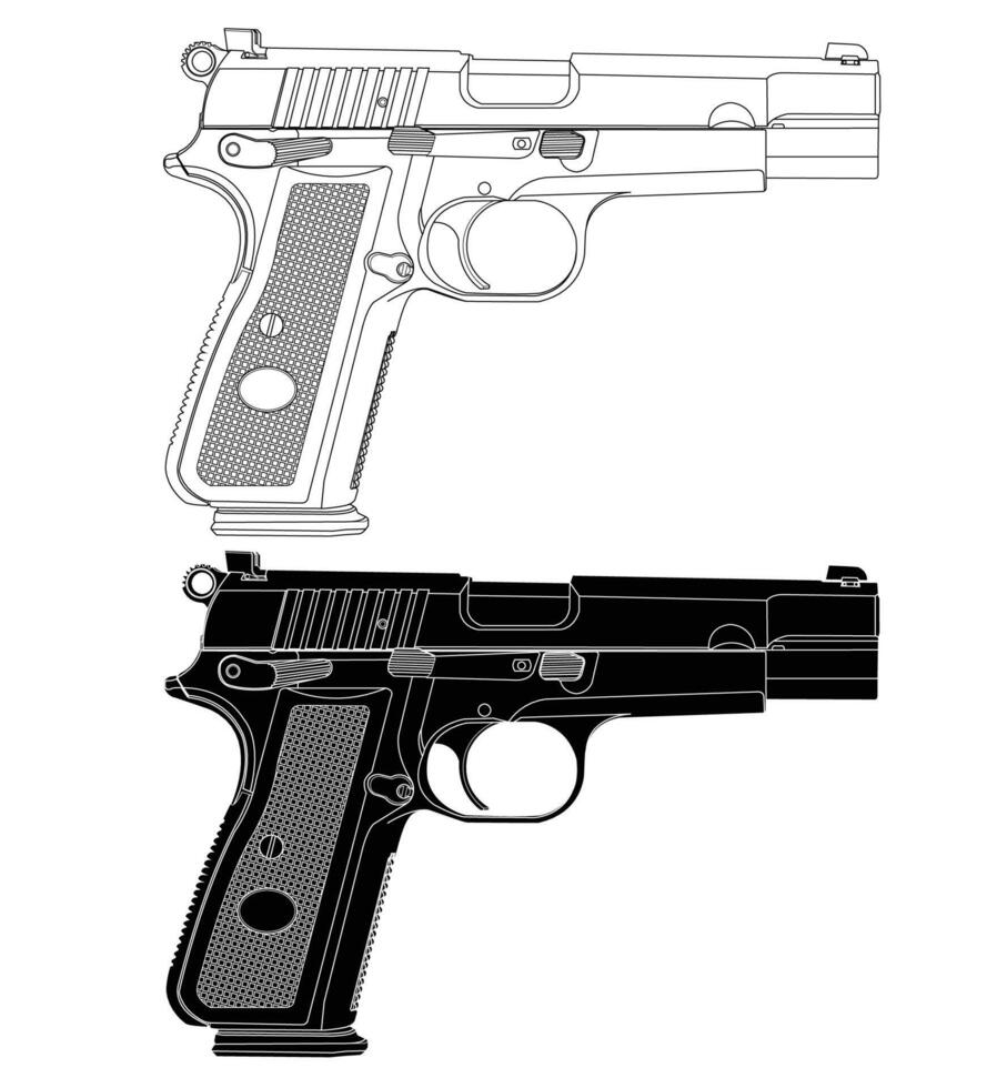 High power modern handgun isolated on white background vector