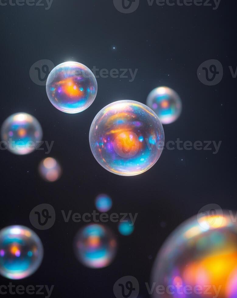 A group of soap bubbles floating in the air photo