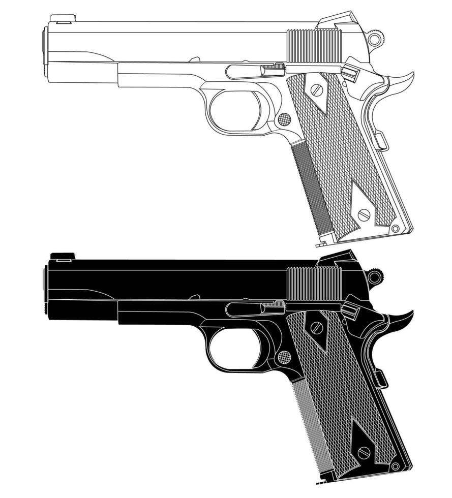 1911 Classic handgun isolated on white background vector