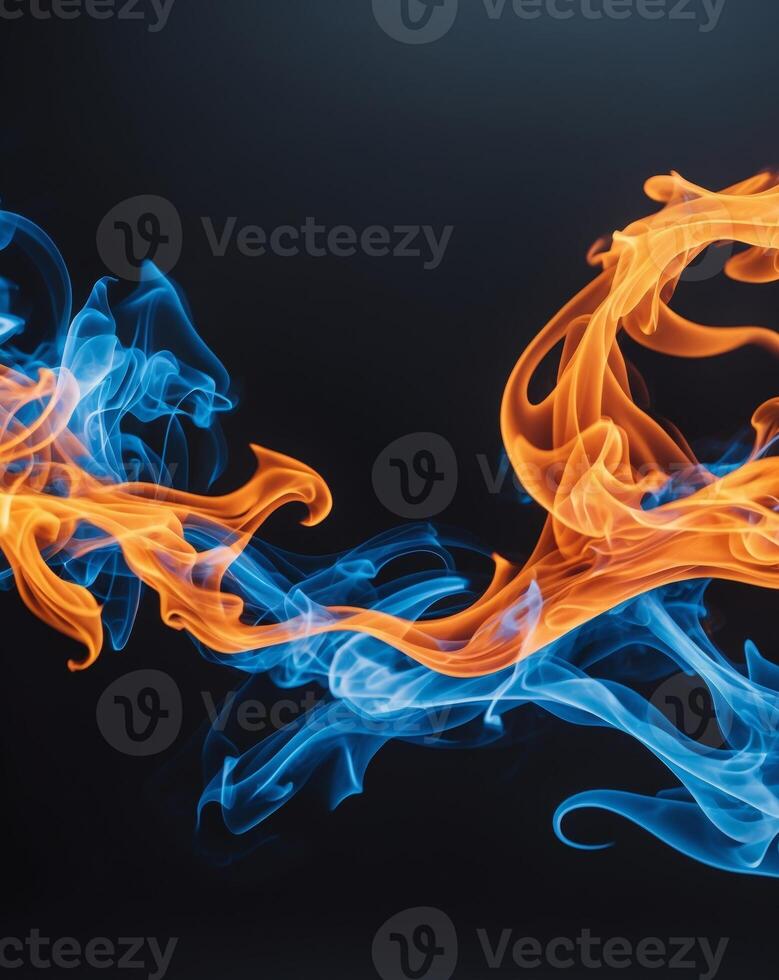 Fire and smoke on a black background photo