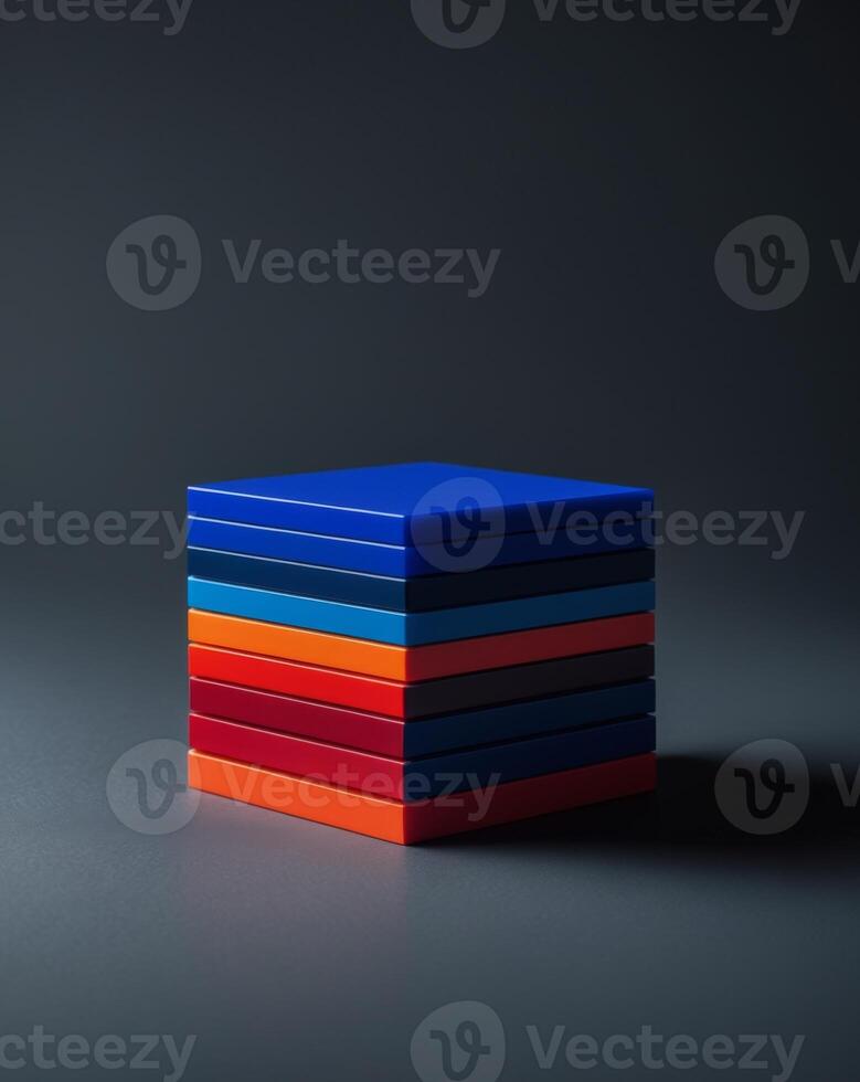 A stack of colorful plastic cubes sitting on a table photo