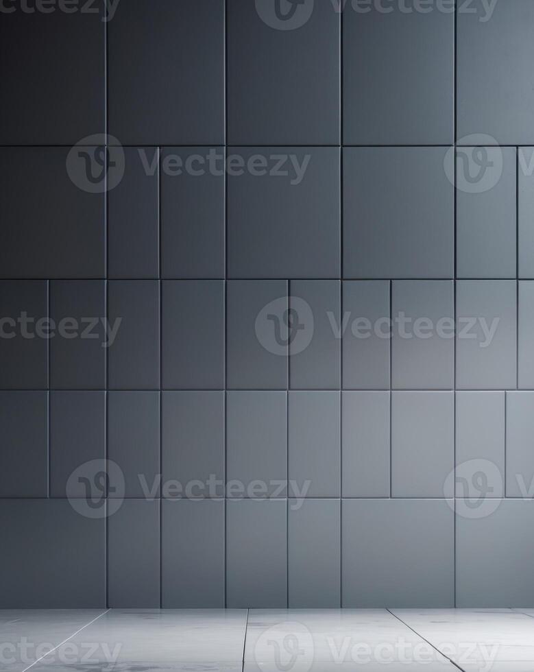 Abstract dark gray square blocks wall background. photo