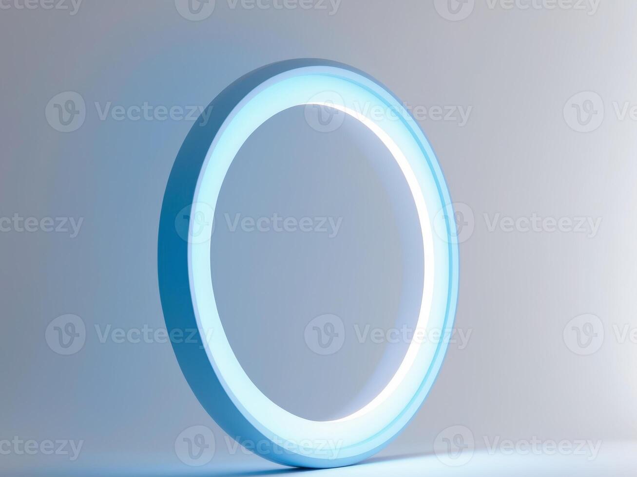 A circular light is on a white surface photo