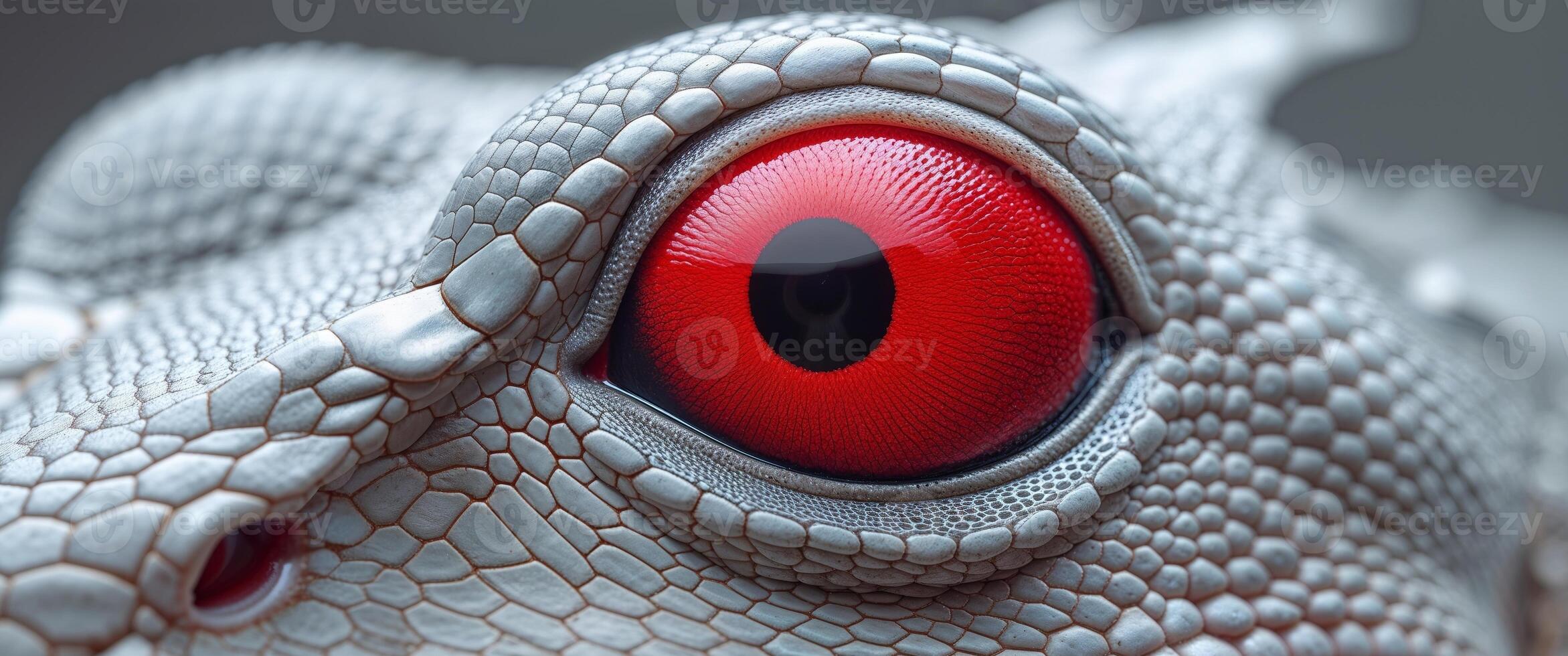 A close up of a lizard eye with a red iris photo