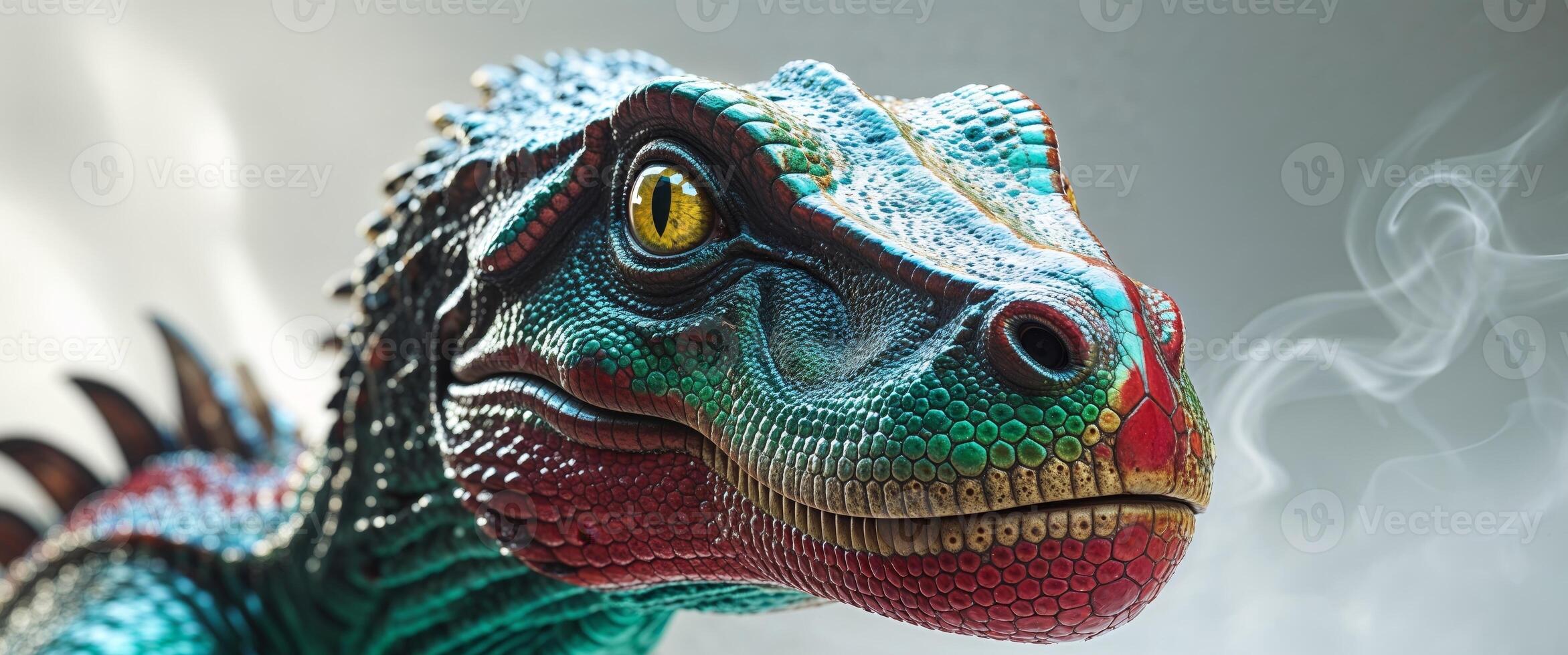 Close Up Of A Vividly Colored Prehistoric Reptile photo