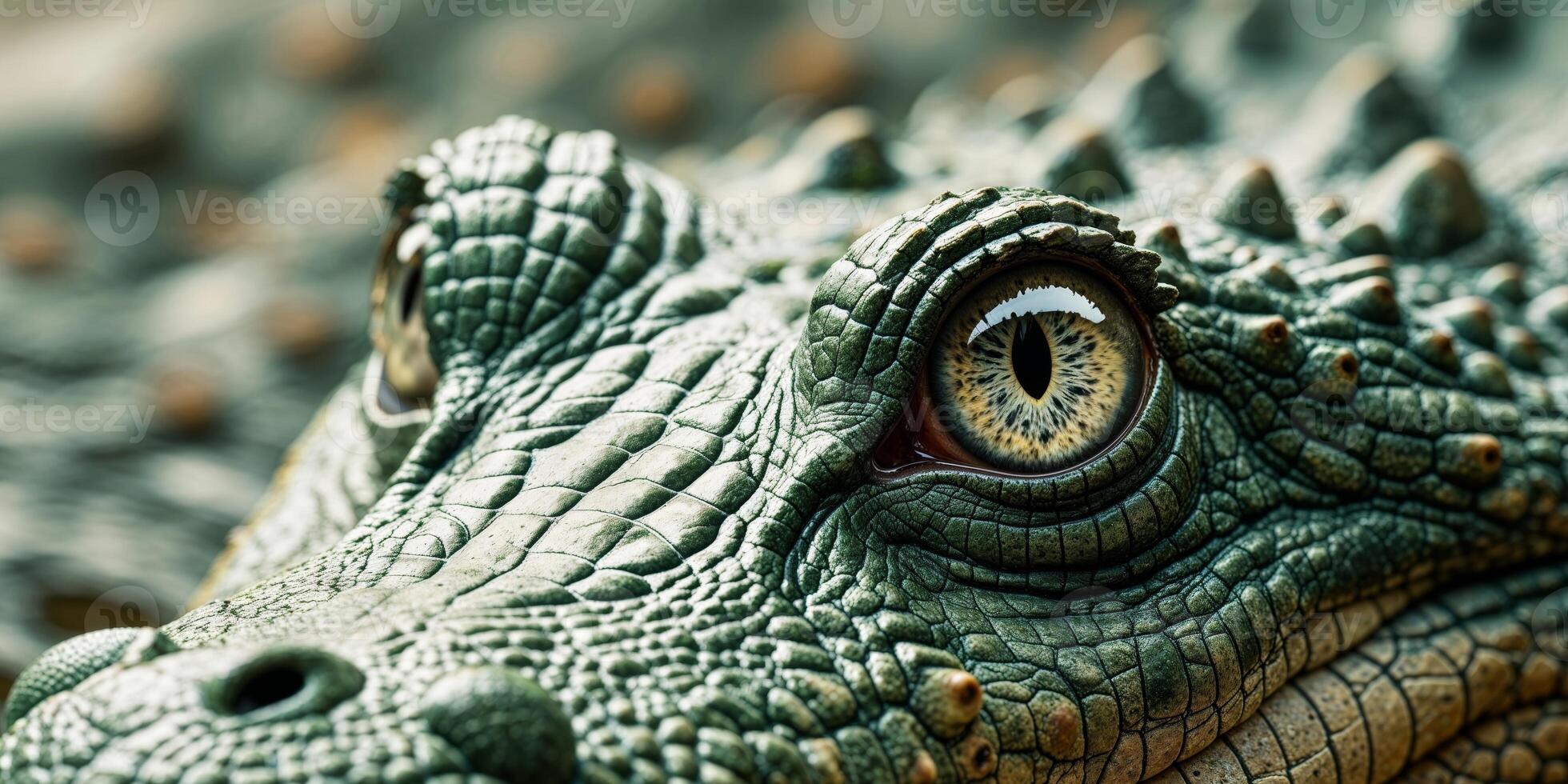 crocodile texture background with close up macro of sharp crocodile eyes photo