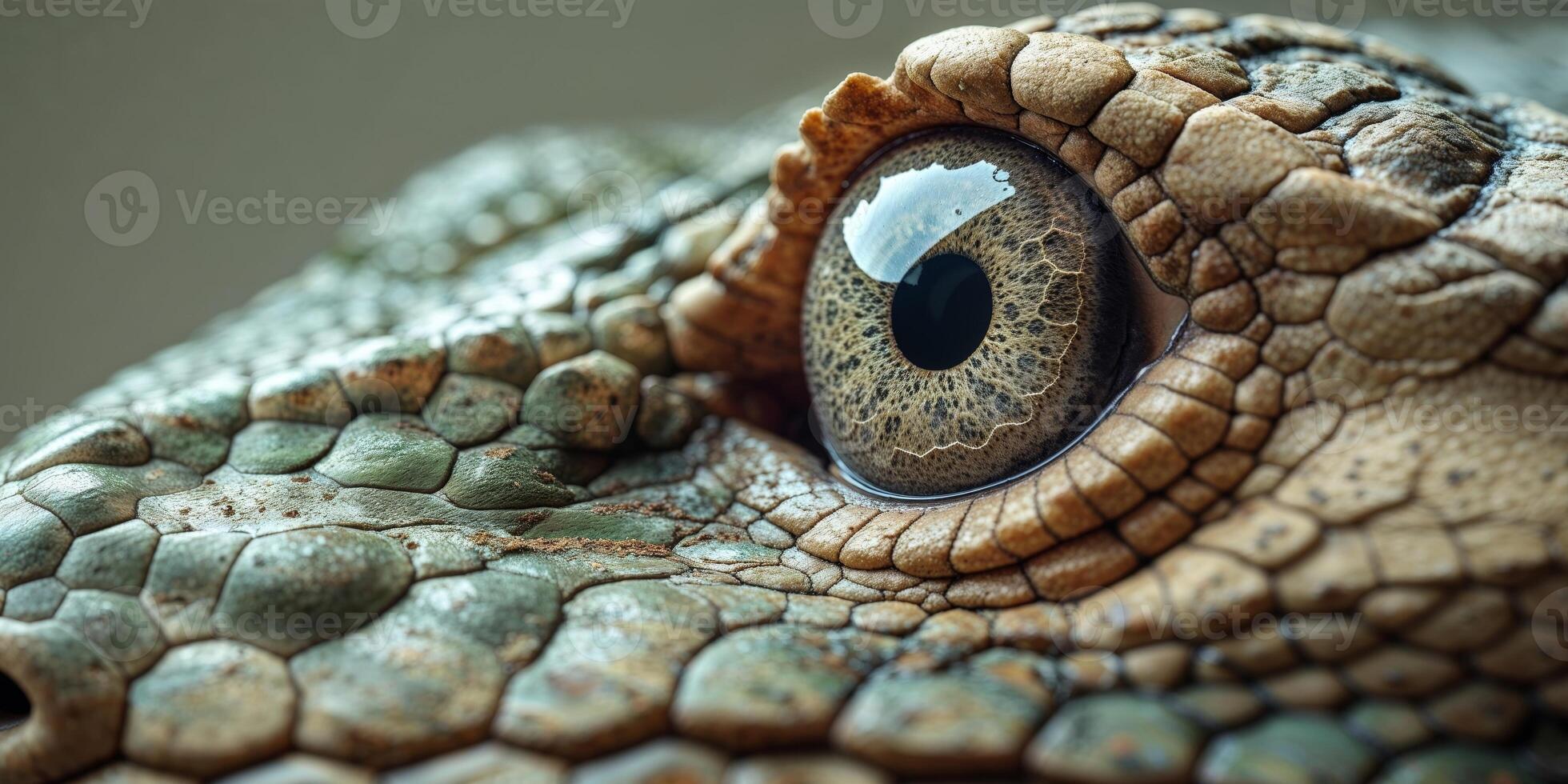 Close up image of a reptilian eye with cracked skin photo