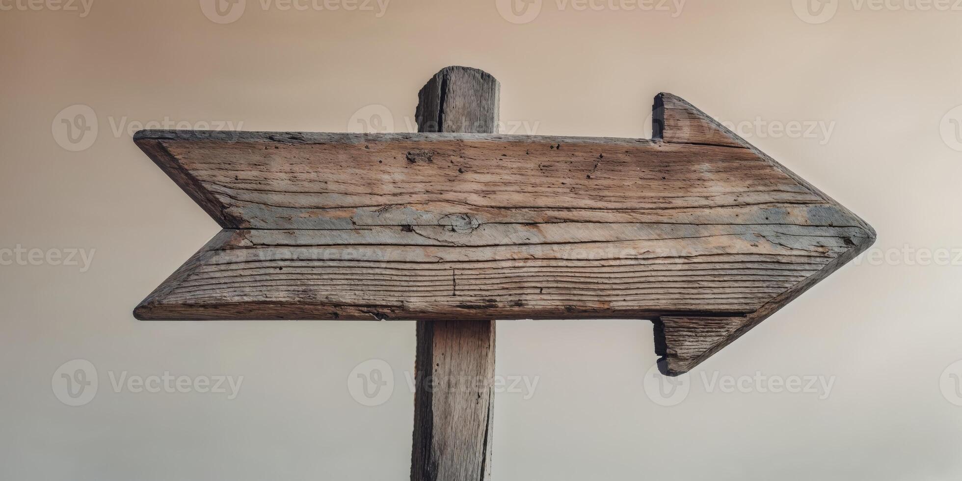 An old wooden sign pointing in the direction of the future photo