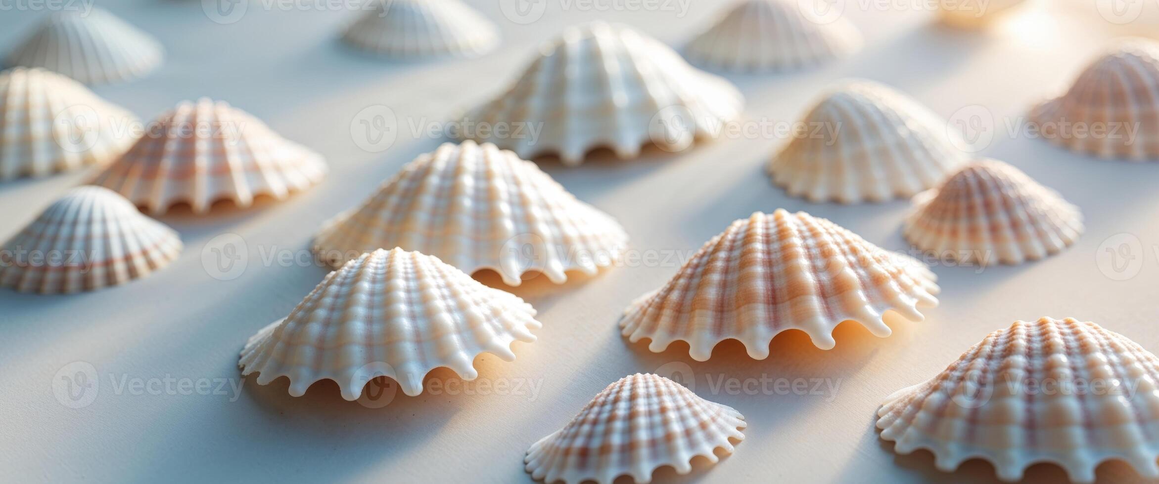 Sea shells on a white surface photo