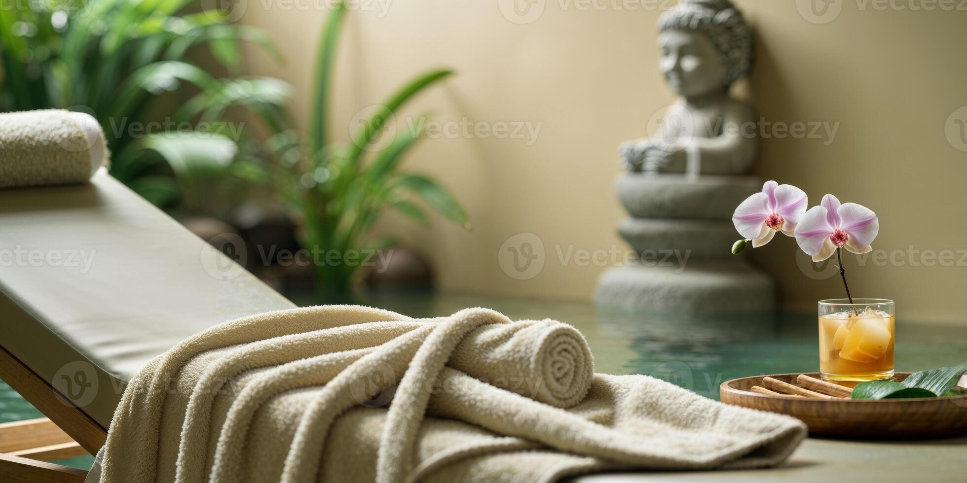 Relaxing moments in a serene spa setting bring feelings of happiness and tranquility photo
