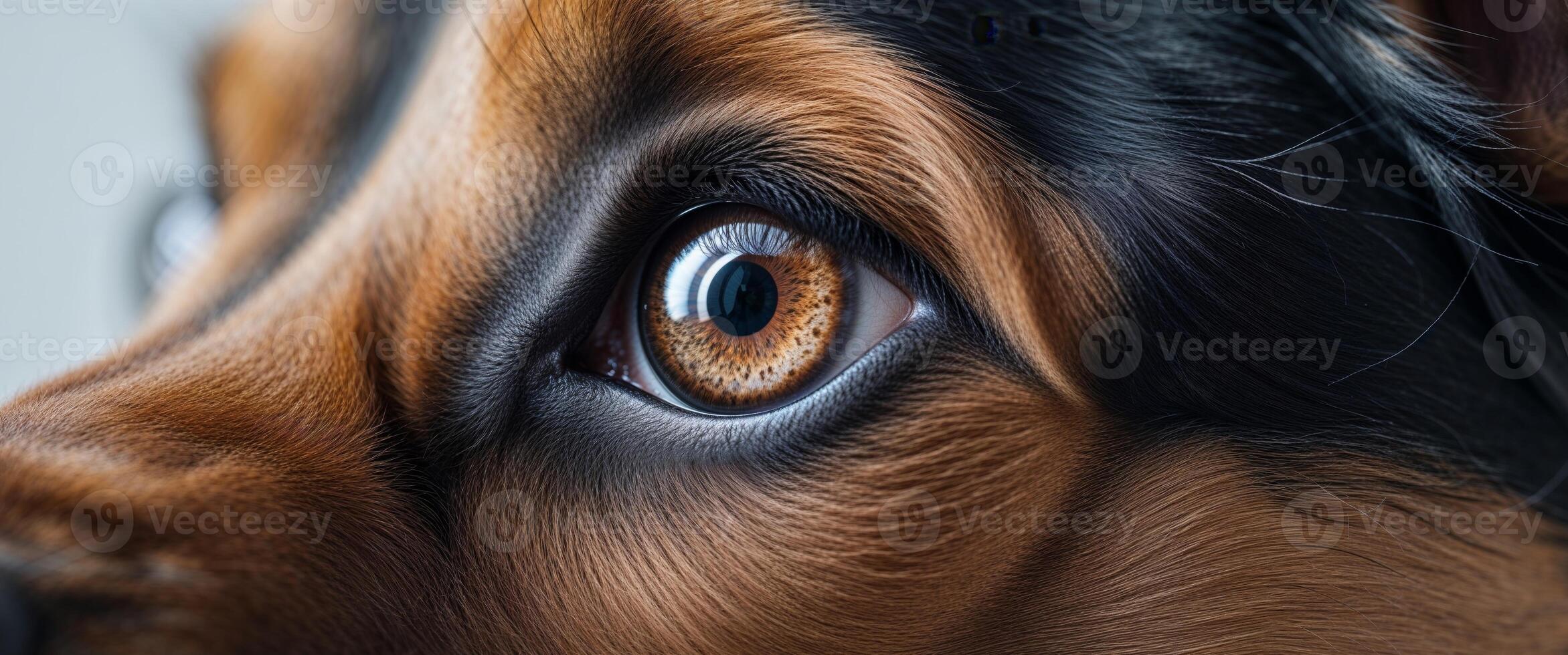 A close up of a dog's eye photo