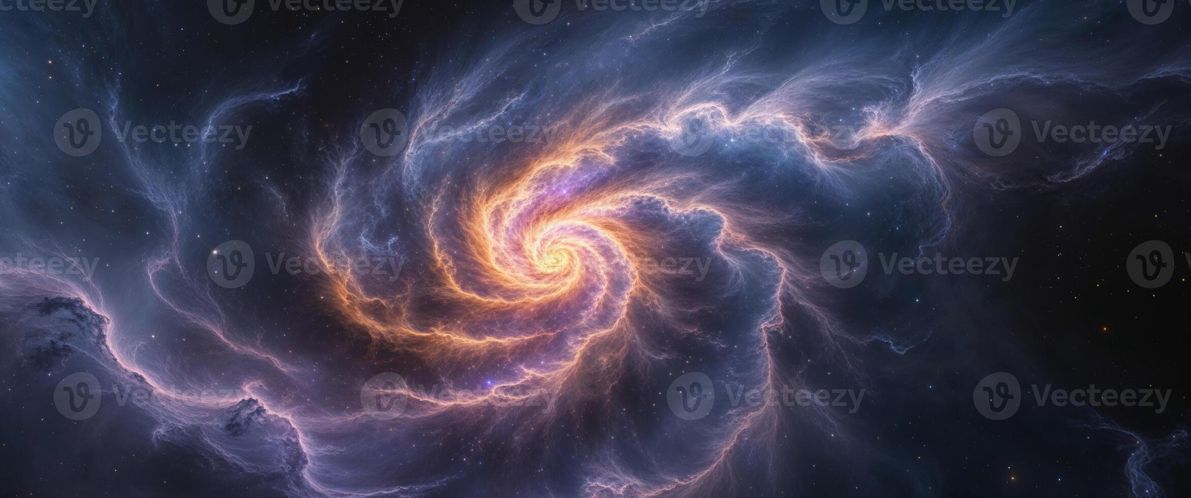 A Spiral Nebula In Deep Space Shows Glowing Cosmic Dust photo