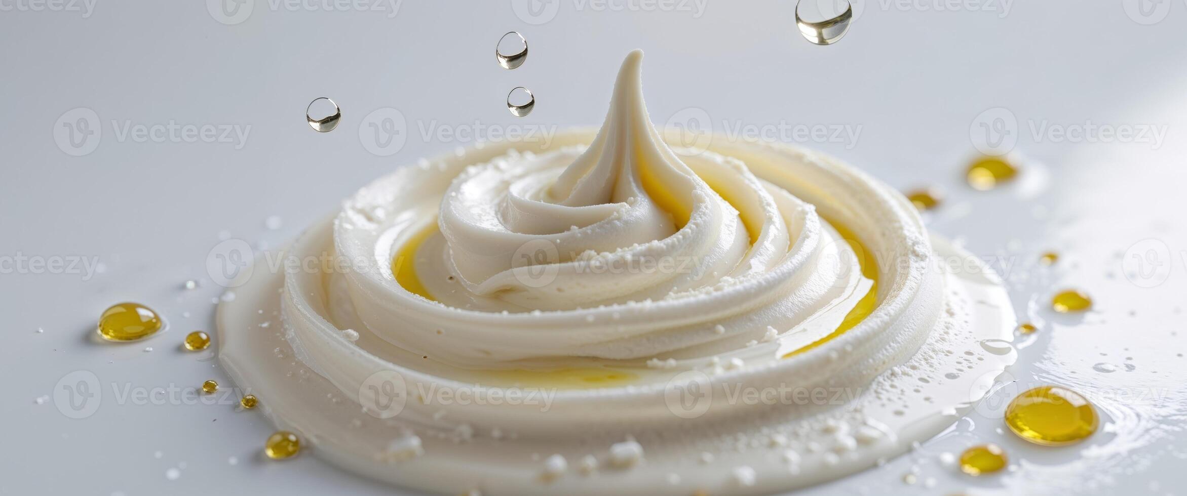 A close up of a whipped cream with oil drops photo