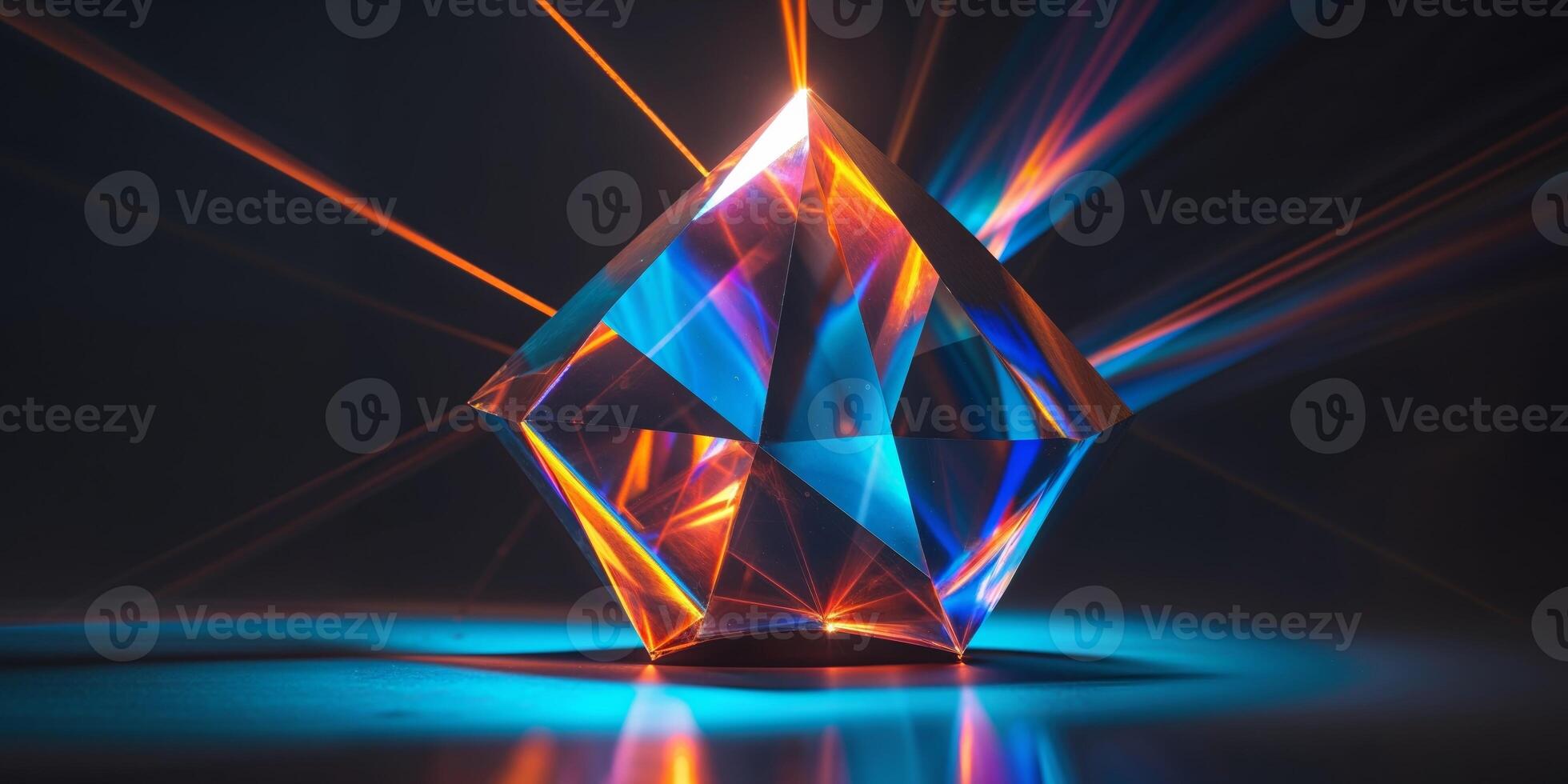 A diamond shaped object with bright light coming from it photo