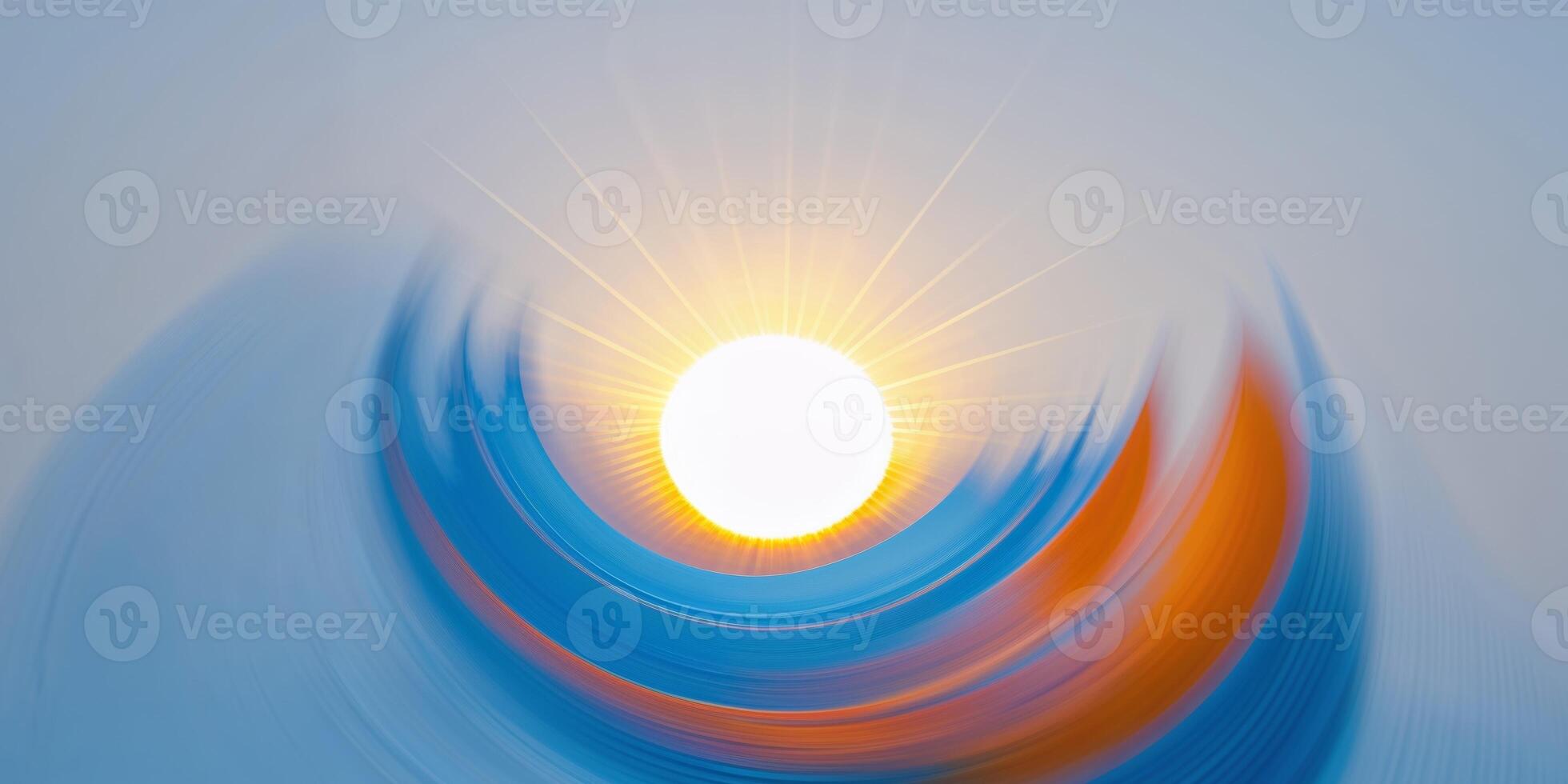 A blue and orange abstract image with a sun in the middle photo