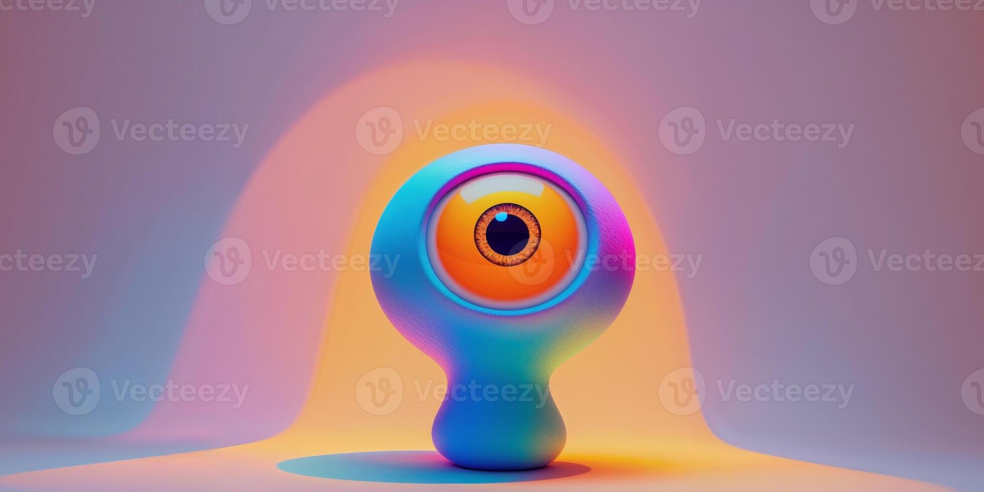 An eye with a colorful light on it photo