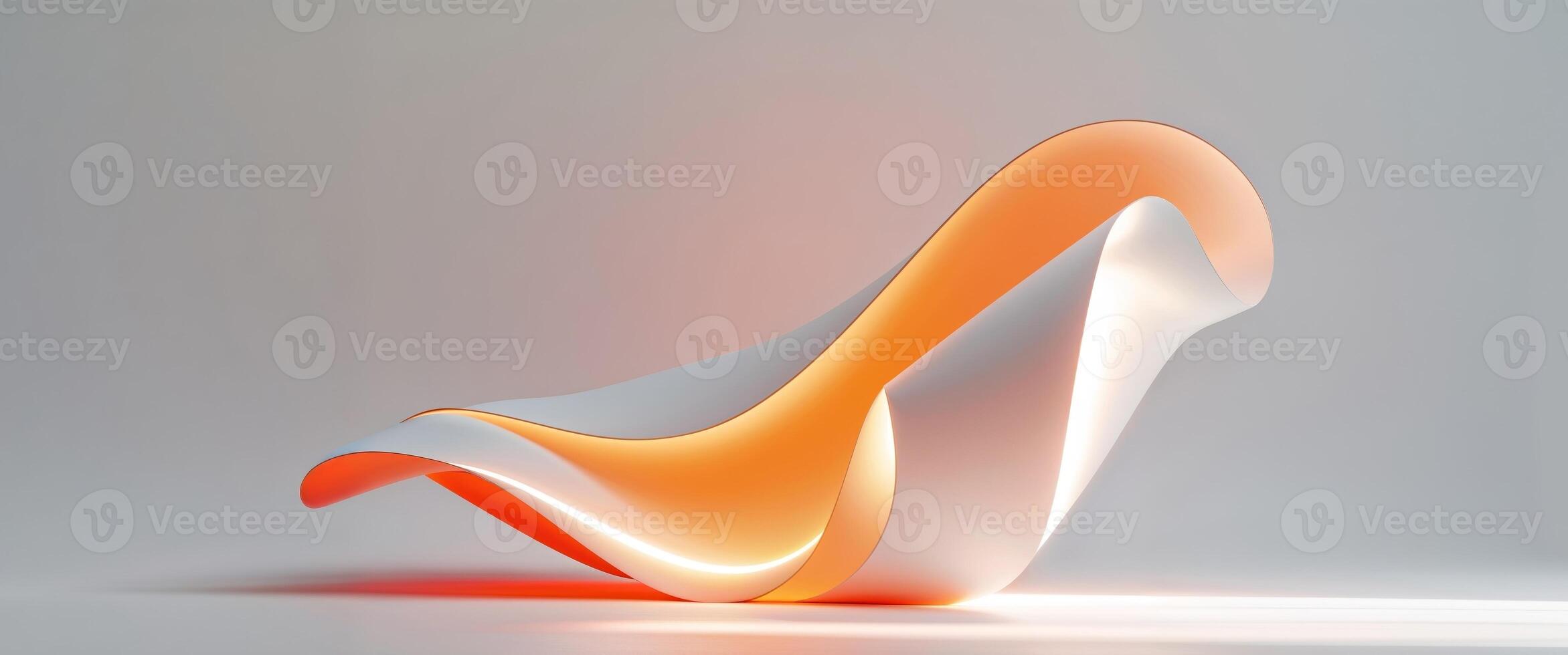A white and orange chair with a curved shape photo