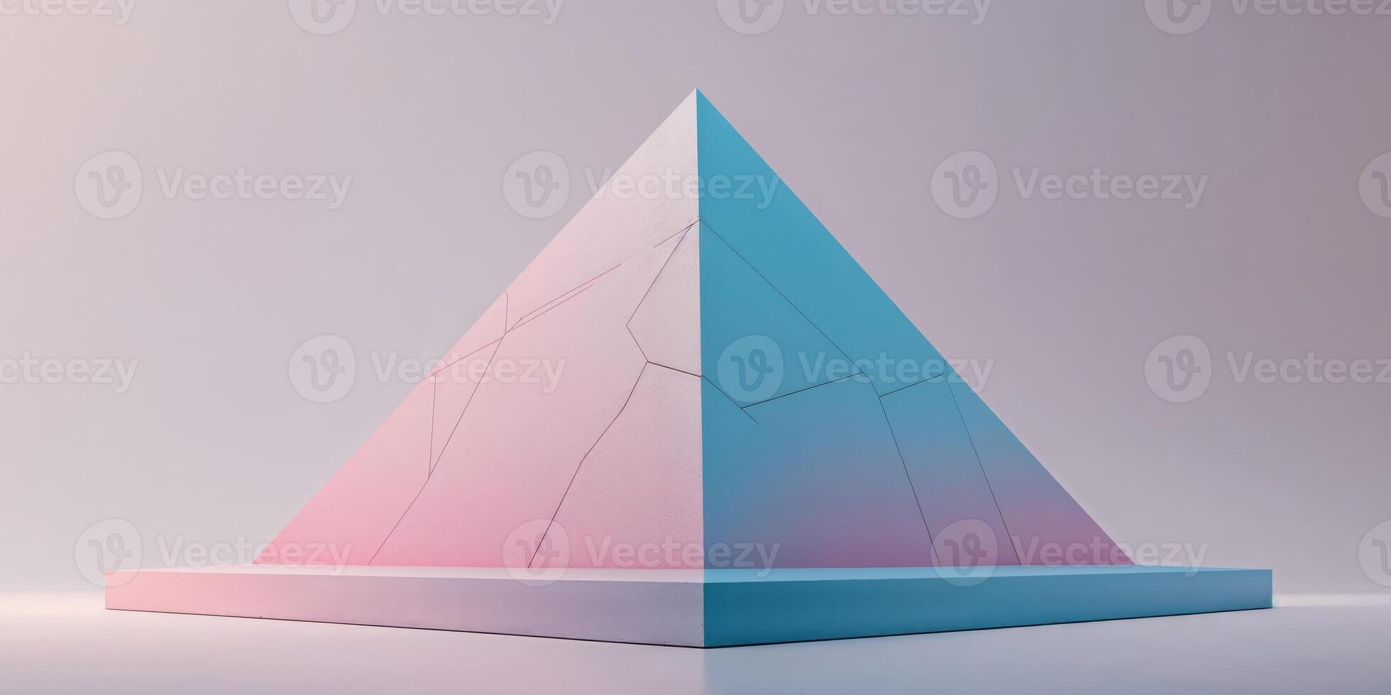 A pink and blue pyramid with a white background photo