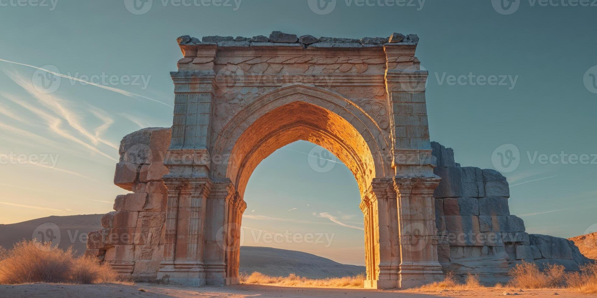 Mysterious Light Through an Ancient Archway. photo