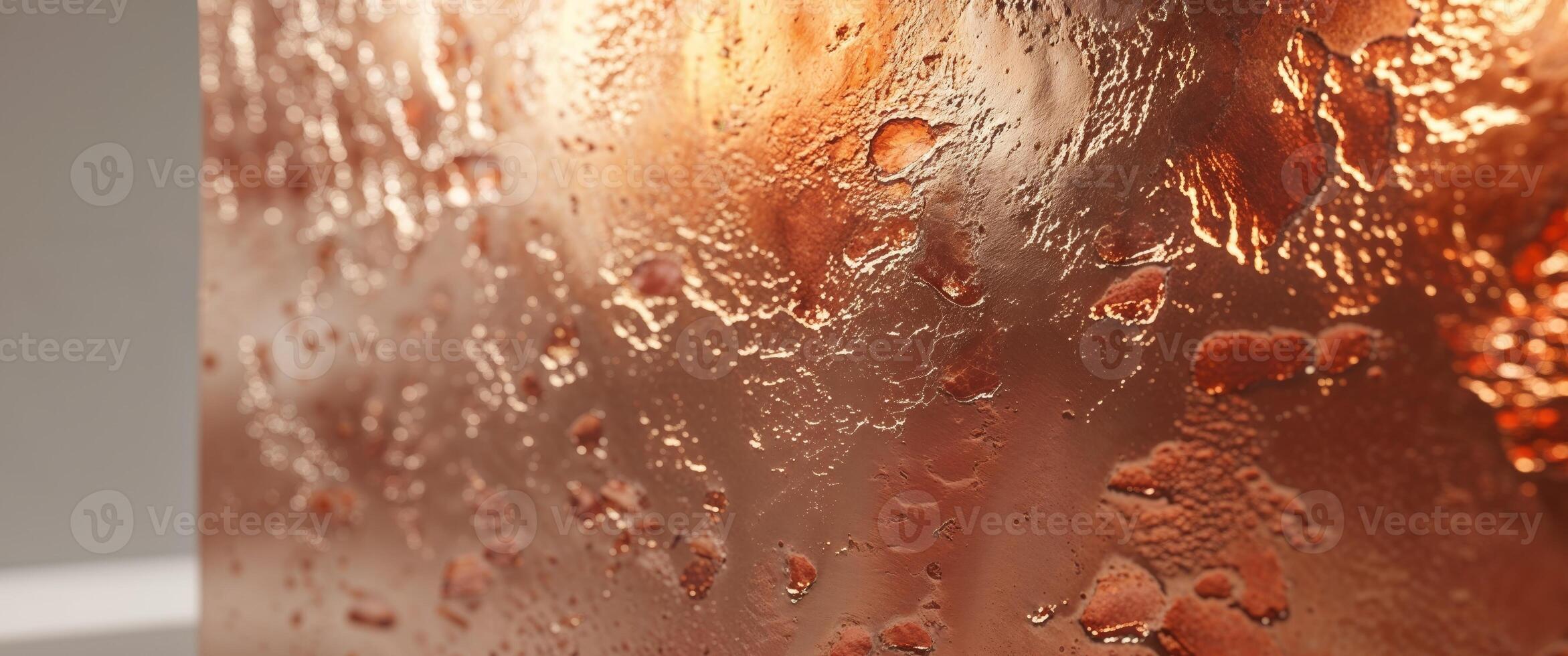 Gleaming copper texture with dramatic light for creative design and background. photo