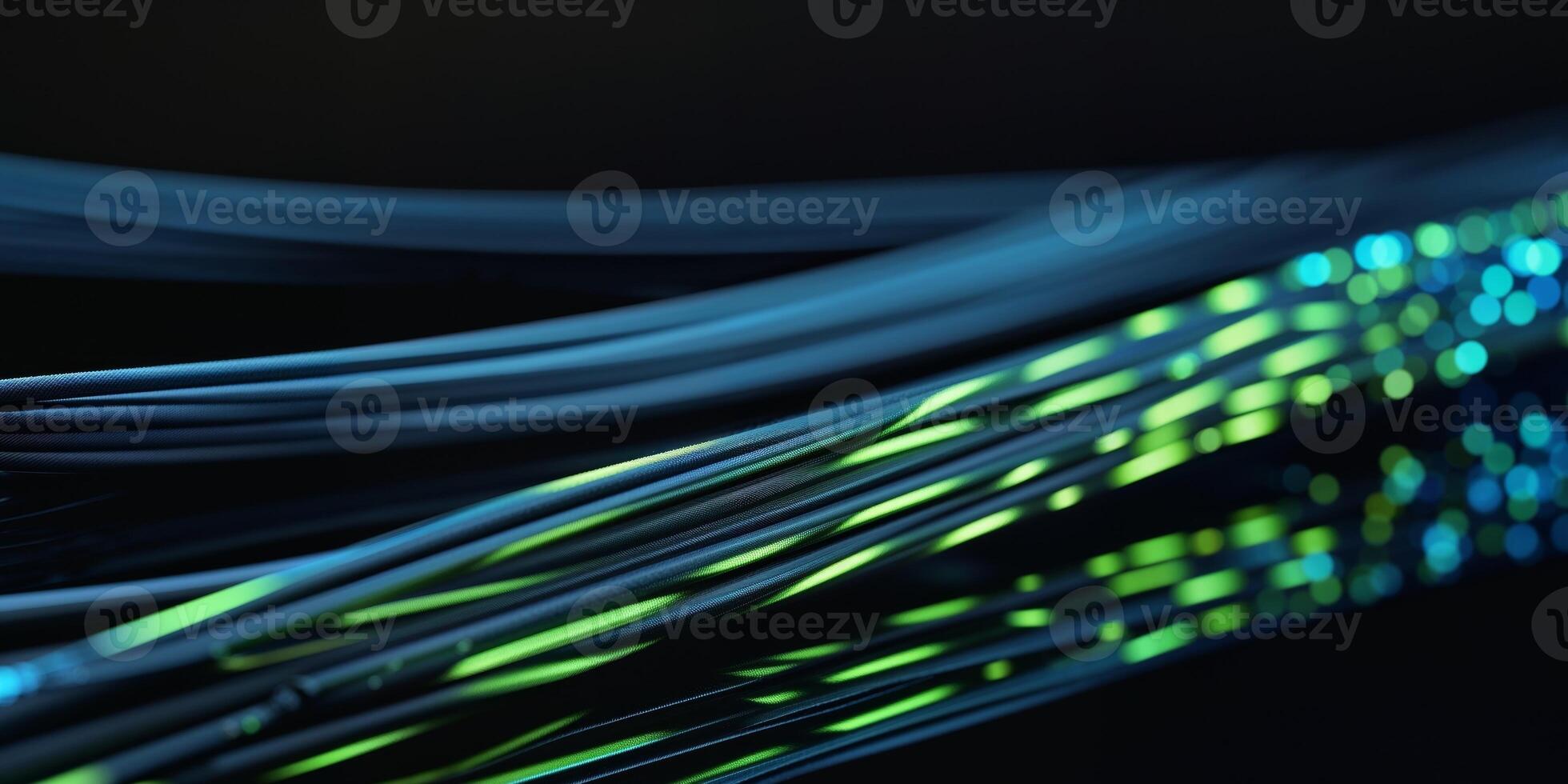 A close up of wires with glowing green lights photo