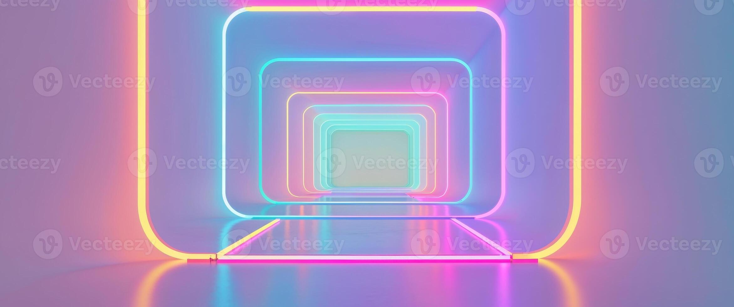 Neon neon light tunnel with a light source photo