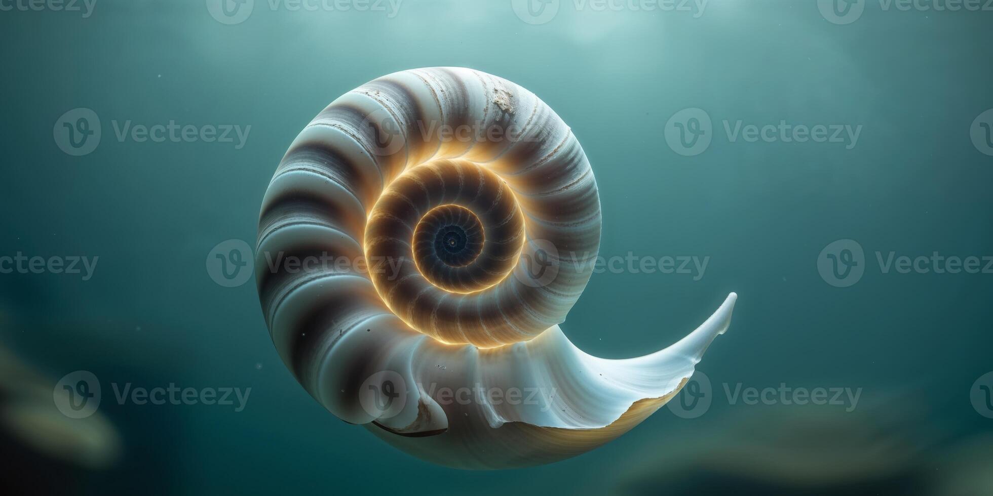Enigmatic Nautilus Shell in Underwater Habitat photo