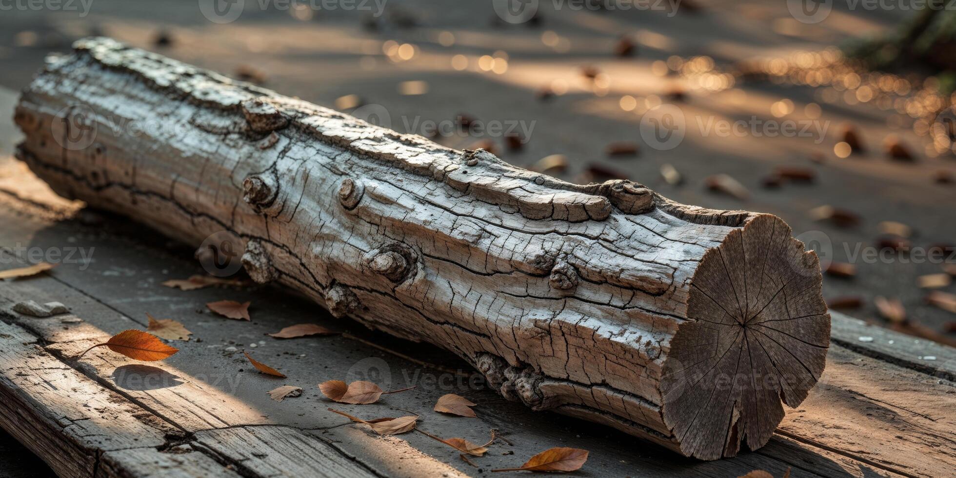 A log laying on the ground in the sun photo
