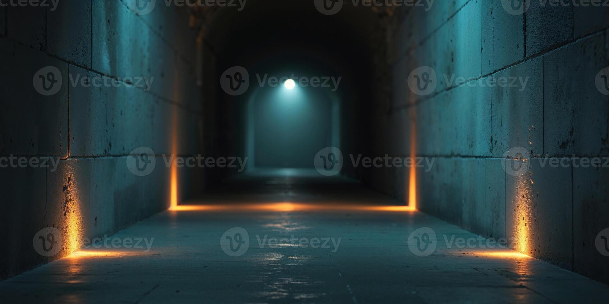 Mysterious Dark Corridor Illuminated by Three Lights photo