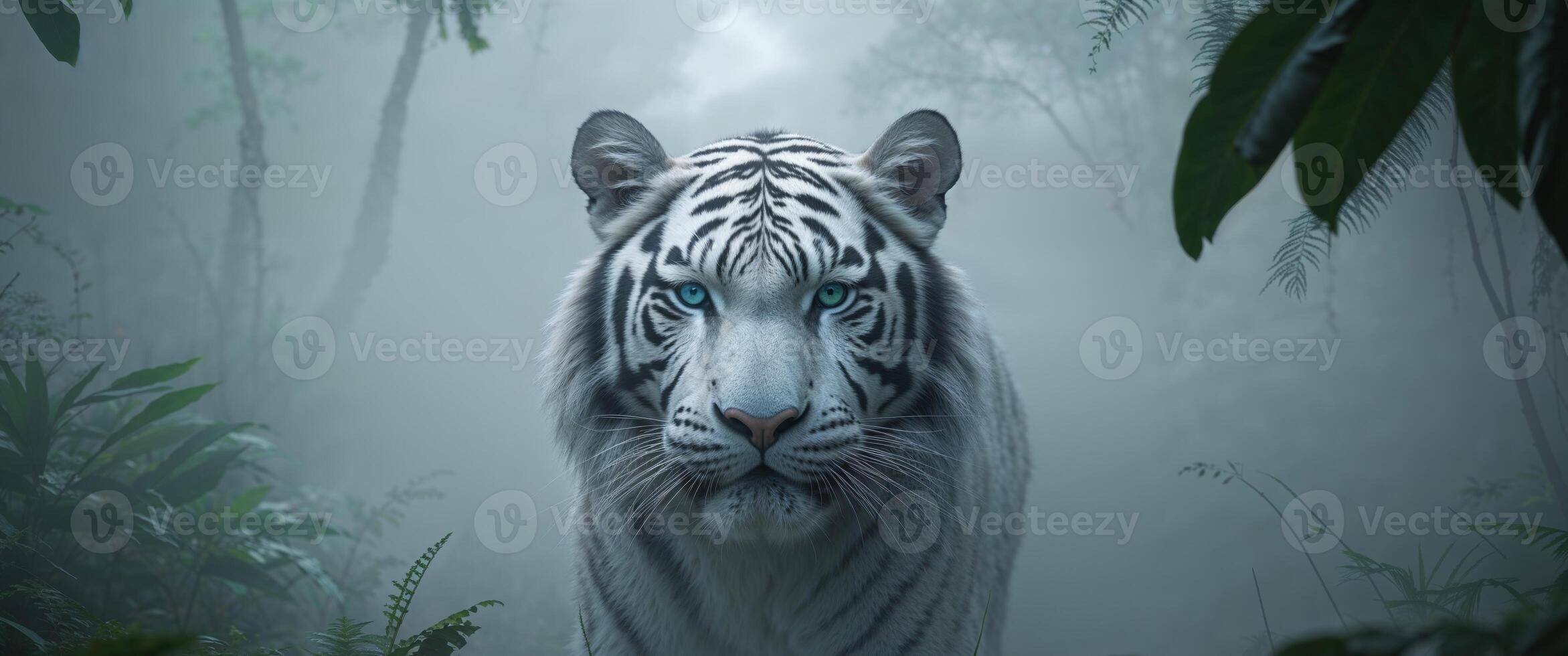 White tiger in the jungle photo