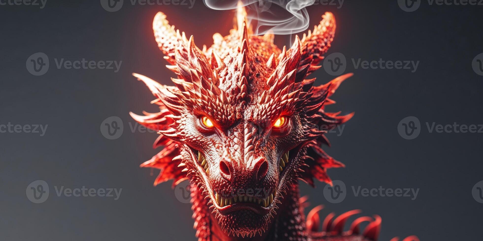 A red dragon with glowing eyes photo