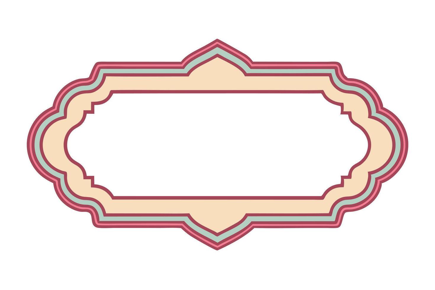 Ornate Label Beige Pink Border Isolated on White Decorative Element vector