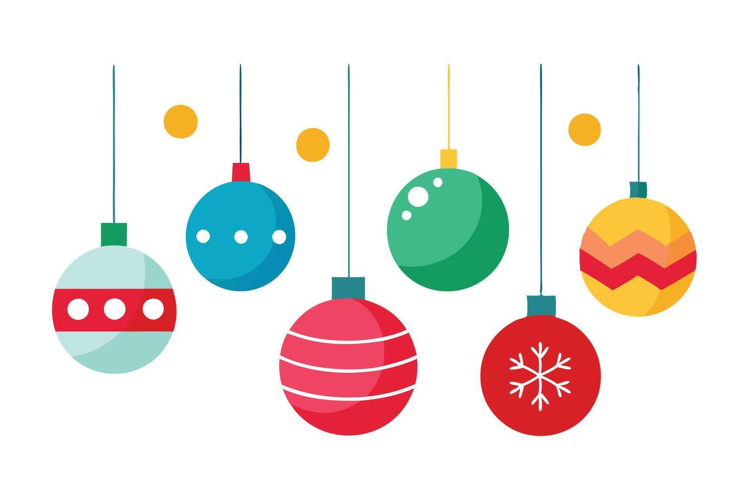 Flat Design Ornaments Hanging with Golden Dots and White Background vector
