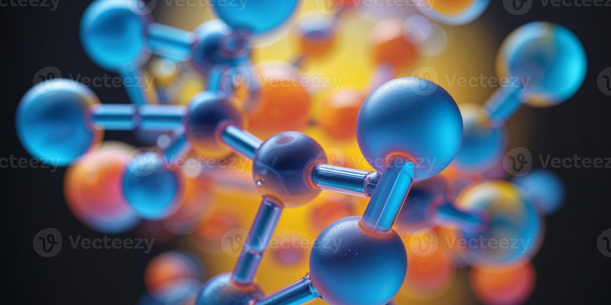 Abstract Molecular Structure With Colorful Spheres photo