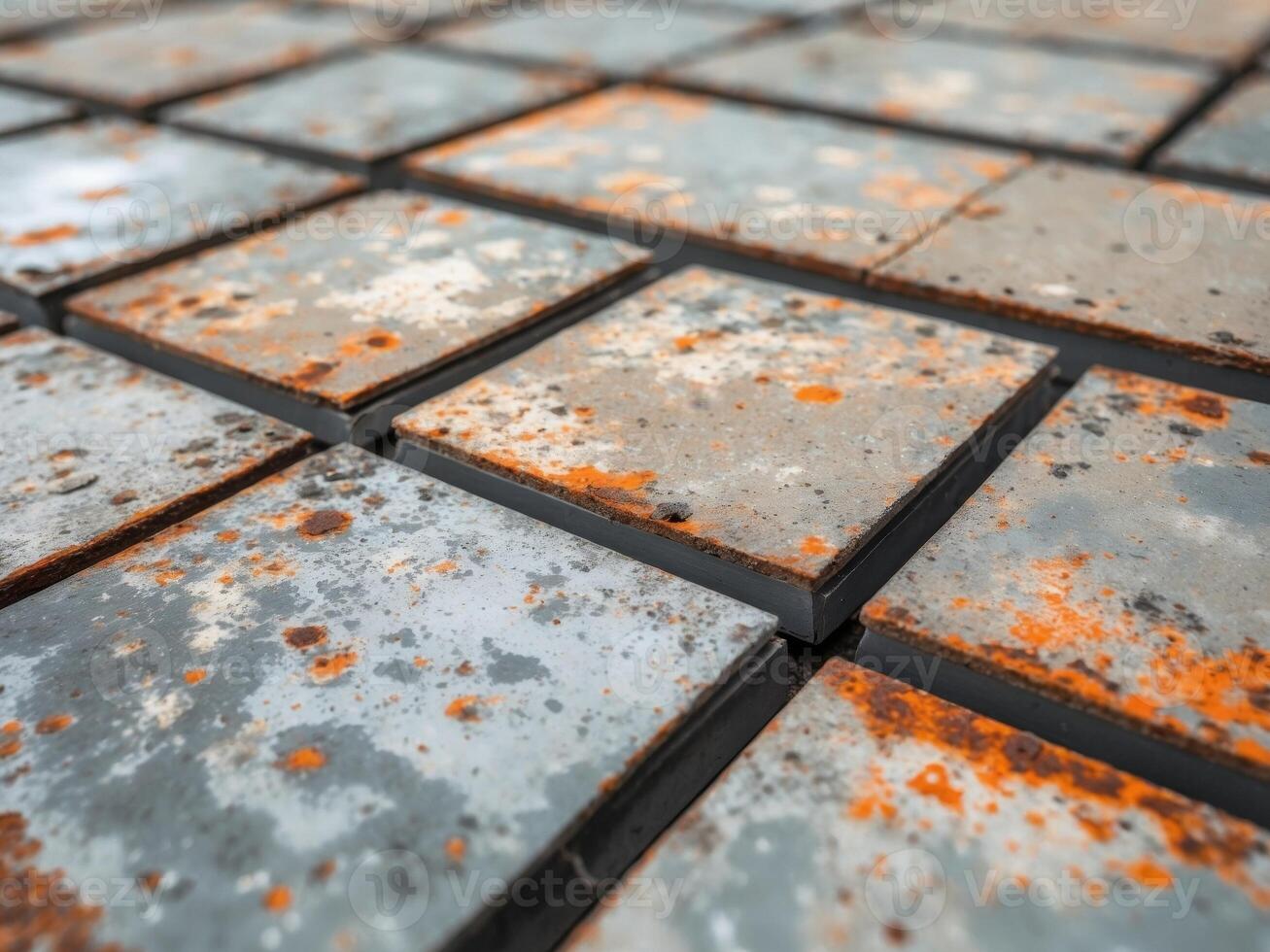 Weathered metal tiles creating a textured photo