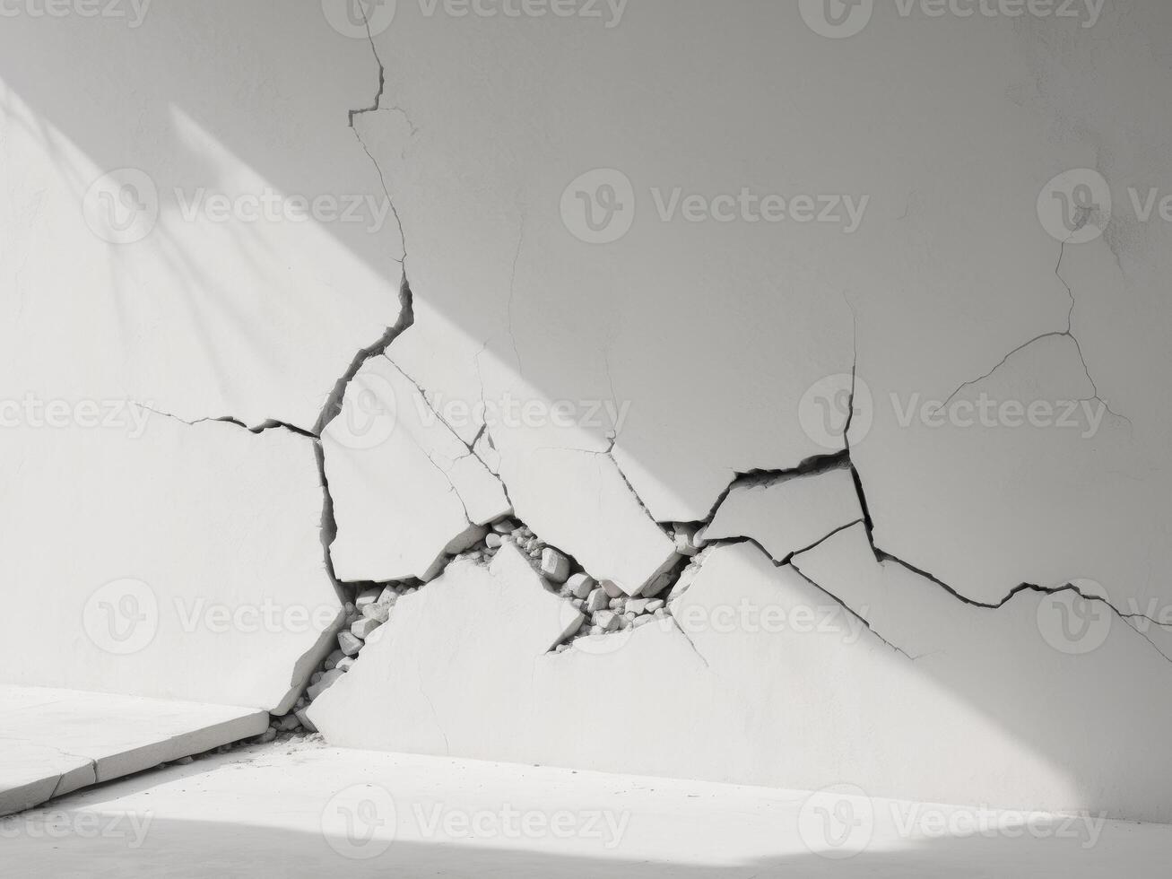 A crack in a wall with a crack in it photo
