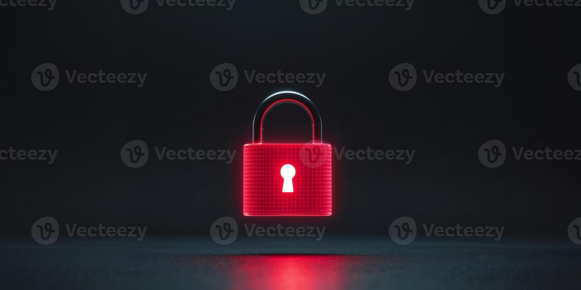A Glowing Red Digital Padlock Data Security And Data Protection A. photo