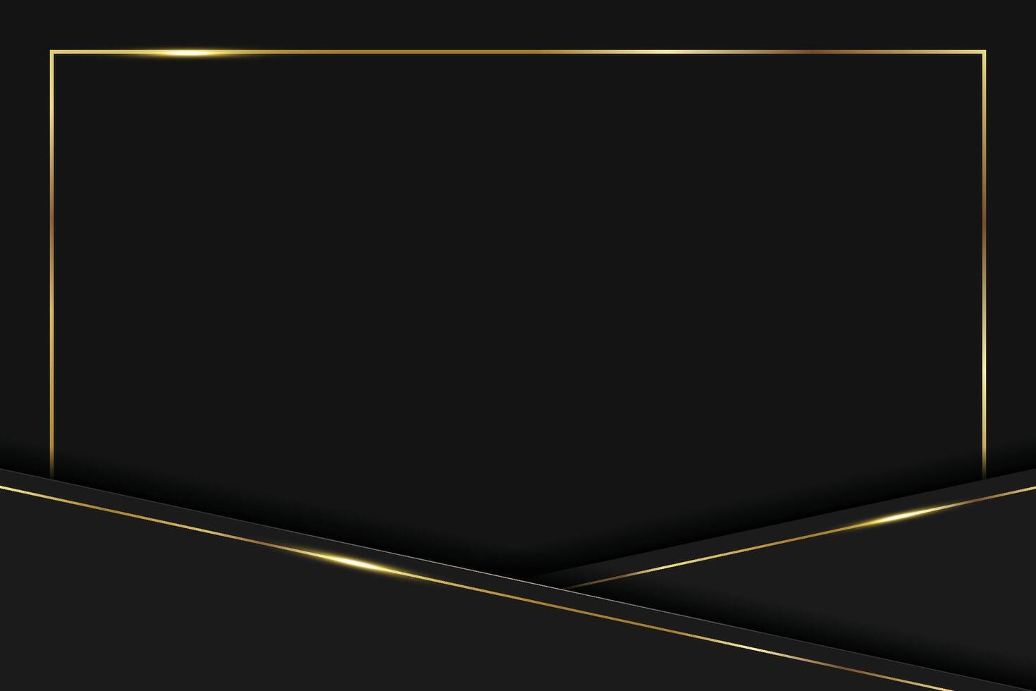 Luxury abstract frame background with golden lines on dark, modern black backdrop concept 3d style. stock illustration vector