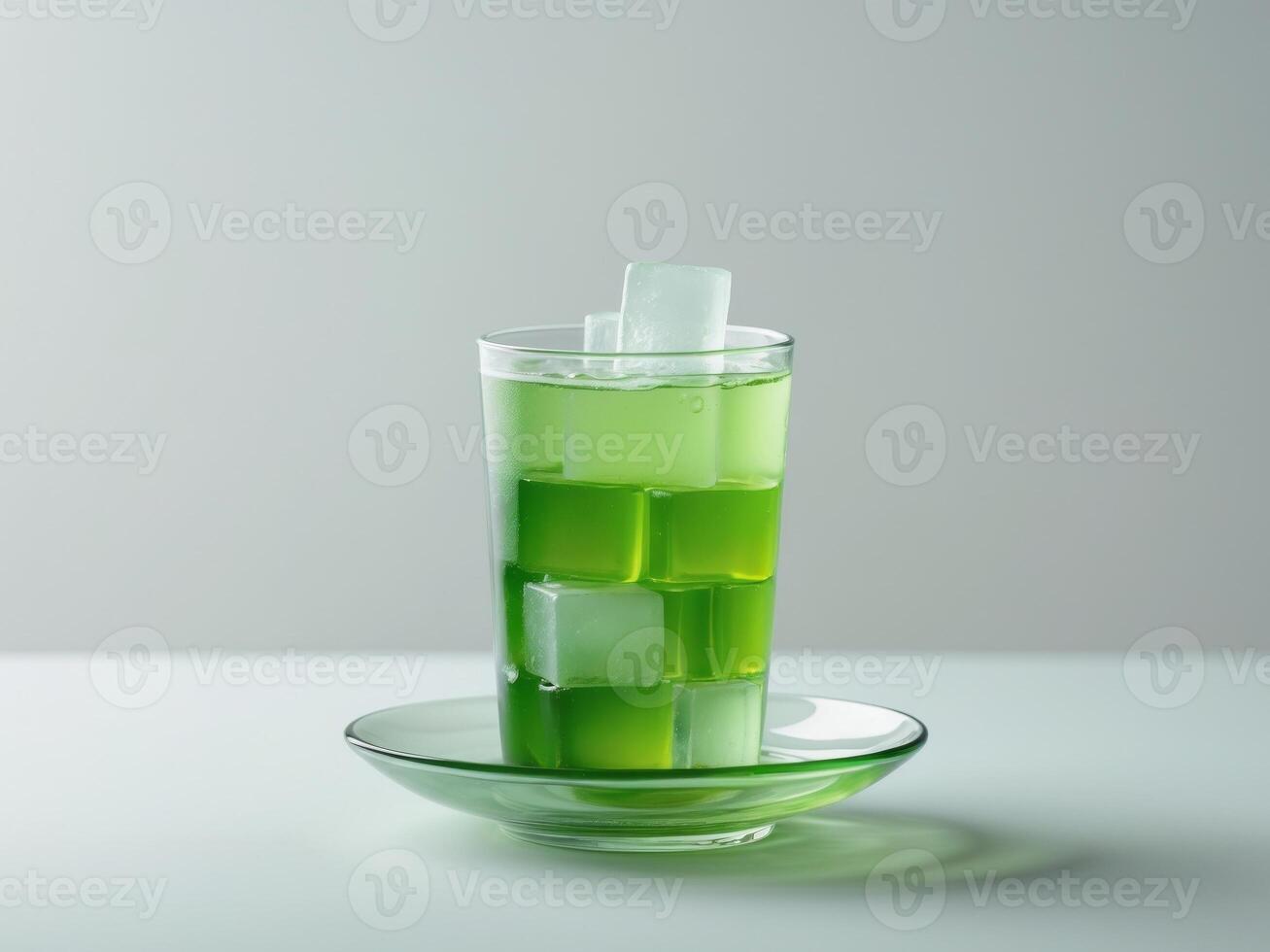 Refreshing Green Tea Drink with Jelly and Ice photo