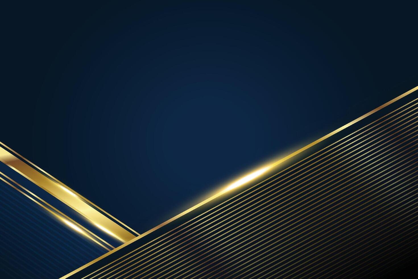 Luxury Golden lines on dark blue gradient color background vector