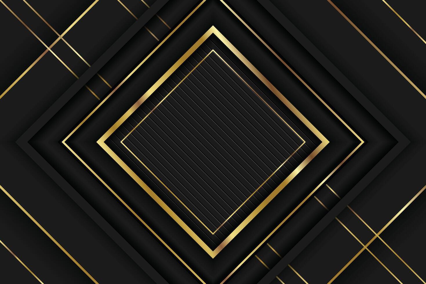 Luxury abstract background with golden lines on dark, modern black backdrop concept 3d style vector