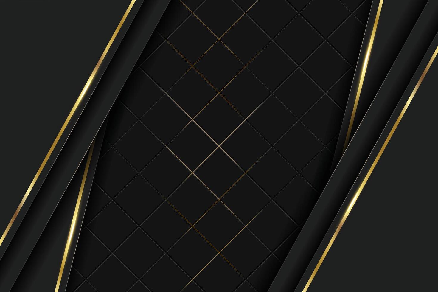 Luxury abstract background, golden lines on dark, modern black backdrop concept 3d style. stock illustration vector